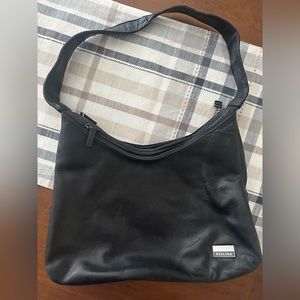 Perlina of New York Genuine Black Leather Shoulder Bag